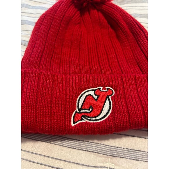 New Jersey Devils NHL Winter Hat Pom Pom Beanie - Picture 2 of 7